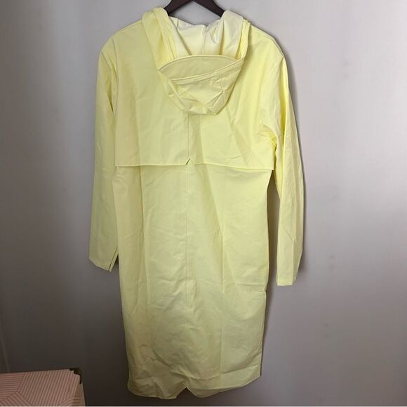 Rains Longer Jacket Straw Yellow Unisex Casual Classic Button Closure Hooded - Picture 7 of 13